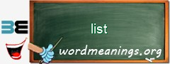 WordMeaning blackboard for list